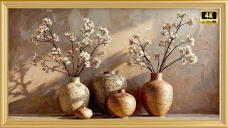 Elegant Floral Still Life with Vases and Blossoms | TV Wallpaper | Free Background | 4K Frame Art 🌸💐