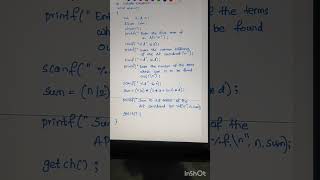 C-program for sum to n-terms of an AP #shorts #viral #shortvideo