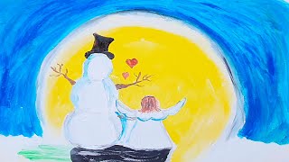 Acrilic Painting  🎨 Snowman and angel 🎨| How to Draw | Magic Paintings | Relaxing Music