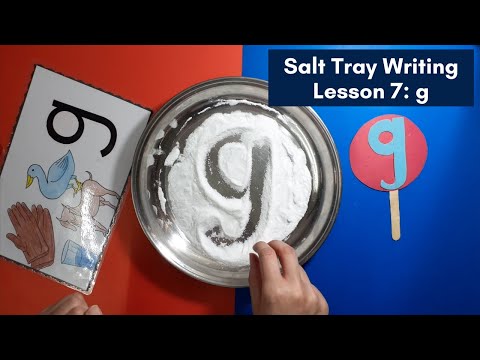 Salt Tray Writing | Lesson 7: Phonic g |  Montessori Homeschool Curriculum by Junior Scholars