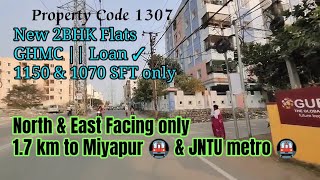 Code 1307 || North & East New 2BHK flats || Mithra hills || 1km to JNTU & Miyapur 🚇