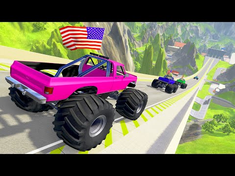 HT Gameplay # 31 | Monster Trucks Epic High Speed Long Jumps & Cars Crash vs Speed Bumps Fail Road