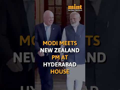 Indian PM #Modi meets New Zealand PM #Luxon at Hyderabad House in #Delhi