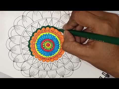 how to draw mandala art || colourful mandala #mandala #colourful mandala