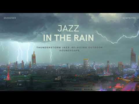 Jazz In The Rain | Thunderstorm Jazz | Relaxing Outdoor Soundscape