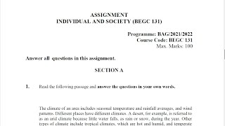BEGC 131 SOLVED ASSIGNMENT 2021-22 || begc-131 solved assignment || IINDIVIDUAL AND SOCIETY || IGNOU