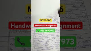 MSW 006 Handwritten Assignment 2025 #ignouassignmentfrontpage #assignmentignou #shorts