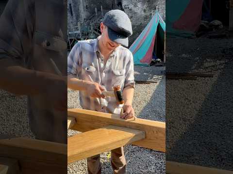 Assembling the guillotine #ireland #guillotine #wood #handtools #blacksmith #woodwork #bunratty