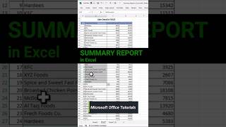 Summary Report in Excel | Quick Summary Report