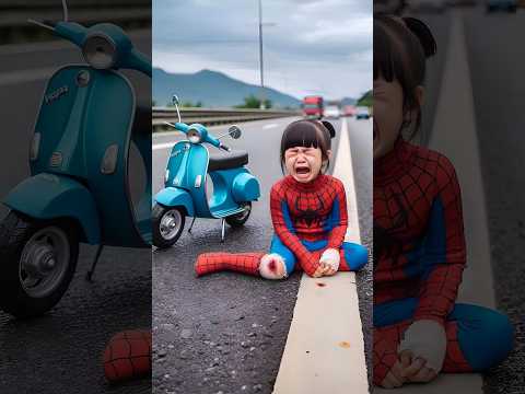 Spider-Man falls off a blue Vespa motorbike #avengers​ #ironman​ #sirenhead​ #shorts​