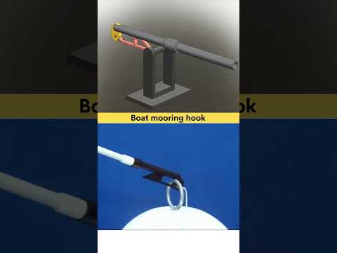 Telescoping Automatic Boat Dock Hook - Boat Mooring hook 🪝 #caddesign #working #3dmodeling #cadcam