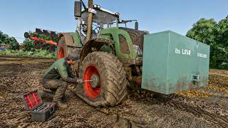 Repairing Flat Tire on Fendt Tractor | Realistic Tire system - FS25