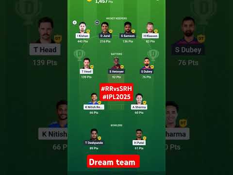 RR vs SRH dream 11 winner #RRvsSRH#IPL2025#RajasthanRoyals#SunrisersHyderabad#Cricket