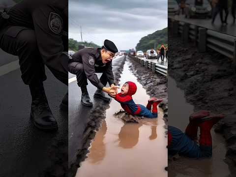 Police help Spider-Man stuck in mud #avengers #sirenheadhulk #spiderman #shorts