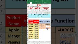 How to use large function in excel #shortvideo #excelshortsvideo