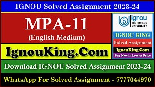 MPA 11 (English Medium) IGNOU Solved Assignment 2023-24 (Exam Session : June 2024, Dec 2024)