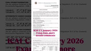 ICAI  CA January 2026 Exam Date .For more details comments #jobknowledge #ashutoshweb #icaica