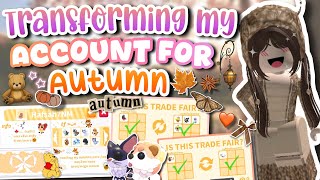 TRANSFORMING MY ADOPT ME ACCOUNT TO AUTUMN!! 🍂 🪽#adoptme #adoptmeroblox 