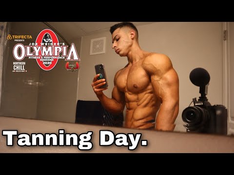 1st coat of Tan/ 1 day out from Mr Olympia amateur 2020/ Abrahansanchez