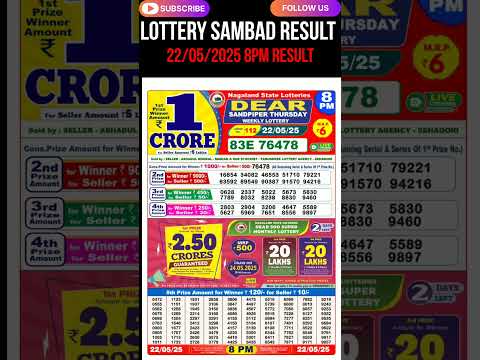 Nagaland Lottery Sambad Result 8PM 22/05/2025