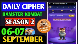 Hamster Kombat Dev Game Daily Cipher 6 September | Hamster Kombat Daily Cipher Code | Daily Combo
