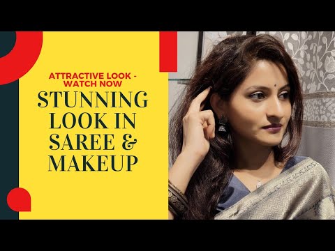 Stunning reception look in saree and makeup