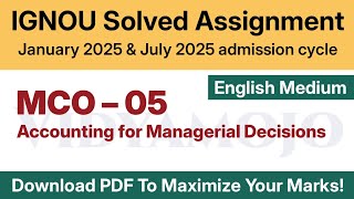IGNOU MCO 05 Solved Assignment 2025 English Medium PDF Download | IGNOU MCom 1st Semester