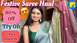 Flipkart Festive & Partywear Saree Haul || Chiffon, Georgette & Silk saree #flipkarthaul #sareehaul