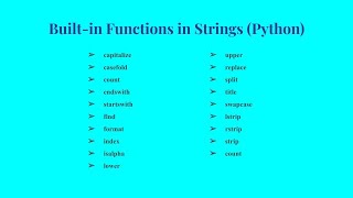 Built-in Functions in Strings Python