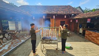 KONG & NHAT uses smoked meat drying technology to preserve it during the winter.Collecting DAO trees