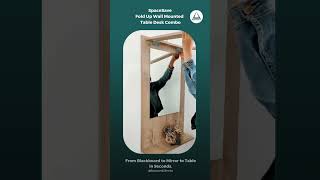 SpaceSave Fold Up Wall Mounted Desk Mirror and Blackboard Combo