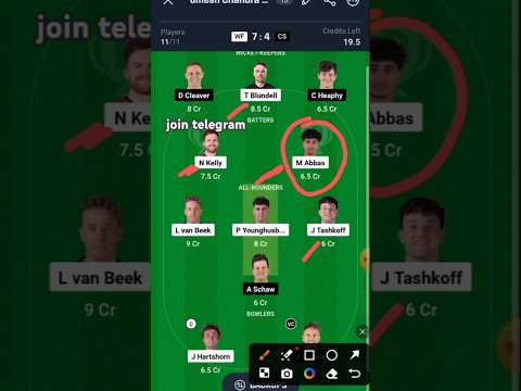 WF vs Cs smash T20 match dream11 grand league teams/#dream11#smasht20#wfvscs#grandleaguewon#glwin