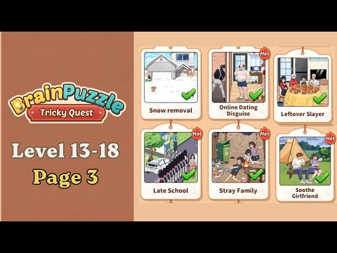Brain Puzzle Tricky Quest Page 3 | Walkthrough | Level 13-18 Solved | Solution #braingames #puzzle