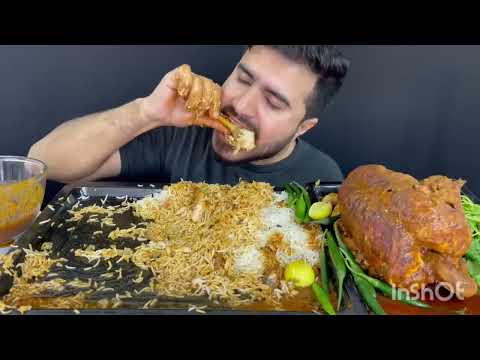 ASMR EATING WHOLE CHICKEN  ,MUTTON CURRY WITH RICE AND EXTRA GRAVY ¦ASMR #mukbang #muttoncurry