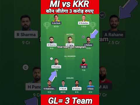 Mumbai vs Kolkata Dream11 Prediction, MI vs KKR Dream11 Team, MI vs KKR, IPL Match No 12 Team