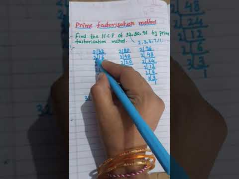 H.C.F by prime factorization method* find the H.C.F of 32, 80, 96 by prime factorization method