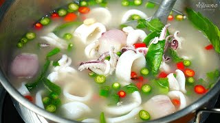 เคล็ดลับการทำ หมึกต้มตะไคร้  ให้แซ่บอร่อยง่ายๆ Boiled Squid with Lemongrass