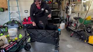 YITAHOME Collapsible Garden Cart w/Removable Canopy, Heavy Duty Outdoor Foldable Wagon Cart w/Rear S