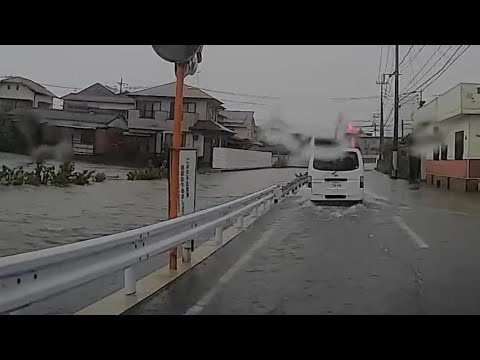 【ドラレコ】大雨の久留米市筑後川大堰～池町川2023年7月3日