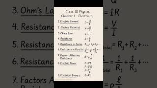 ELECTRICITY class 10 formula