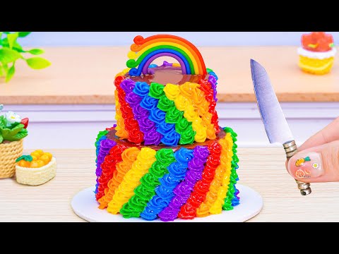Amazing Cake Decorating 🌈Miniature Melting Buttercream Rainbow Cake 🍫 1000+ Satisfying Cake