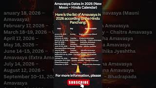 Amavasya Dates in 2026 New Moon – Hindu Calendar