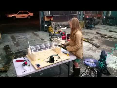 Science fair Annie testing speaker :-) with wind