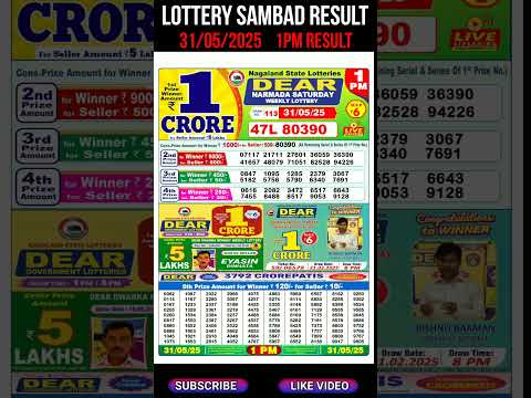 Nagaland State Dear Lottery Sambad Result  Morning 1PM Result 31.05.2025