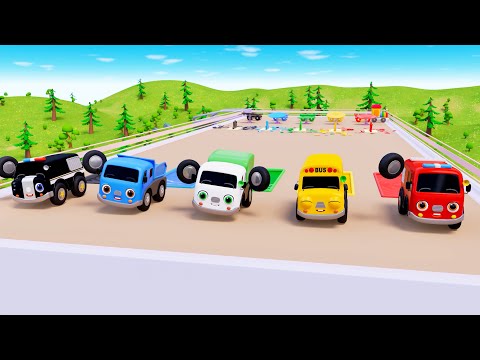 The Wheel On The Bus Song 🚌|Oh Look! Car Jumps In To The Colorful Lake | Nursery Rhymes & Kids Songs
