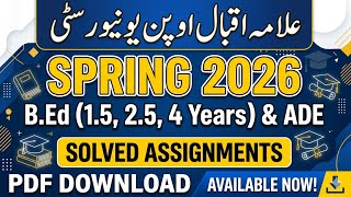 AIOU B.Ed (1.5, 2.5,4 Year) ADE, Solved Assignments Spring 2026 | PDF Free Download