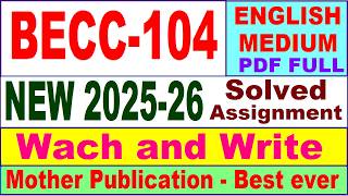 BECC 104 solved assignment 2025-26 in English || becc 104 solved assignment 2026 || ignou becc104