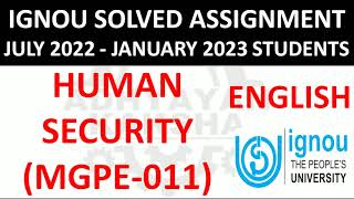 MGPE 011 (ENGLISH) HUMAN SECURITY - IGNOU SOLVED ASSIGNMENT 2022-2023 - JULY 2022 - JANUARY 2023