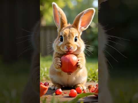 Little rabbit eats pomegranate. #rabbit #eating #shorts