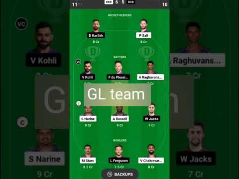 KKR vs RCB dream 11 TEAM prediction #2024ipl #dream11 #viratkohli #msdhoni #cricket #cricketlover
